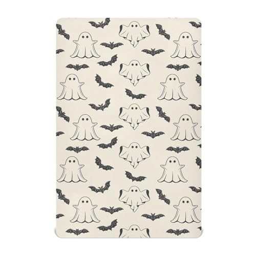 Crib Sheets for Boys Girl Halloween Ghosts Bat Silhouettes Breathable Mini Crib Mattress Sheets Fitted Toddler Baby Sheets for Crib Mattress Soft & Breathable 39 * 27 * 5In Black