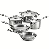 Tramontina 80101/201DS Gourmet Prima Stainless Steel, Induction-Ready, Impact Bonded, Tri-Ply Base Cookware Set, 8 Piece, Made in Brazil