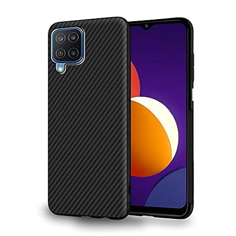 ebestStar - Etui Dla Samsung Galaxy M12, Pokrowiec Wzór Węglowy Ochrona Carbon TPU Premium, Antywstrząsowy, Czarny