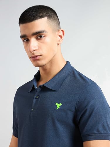 Image of TECHNOSPORT Mens Slim Fit Self-Design Half Sleeve Polo T-Shirt for with Matpiq for Sports and Regular Uses