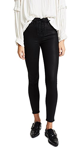 HUDSON Women's Bullocks High Rise Lace Up Super Skinny Coated Jeans