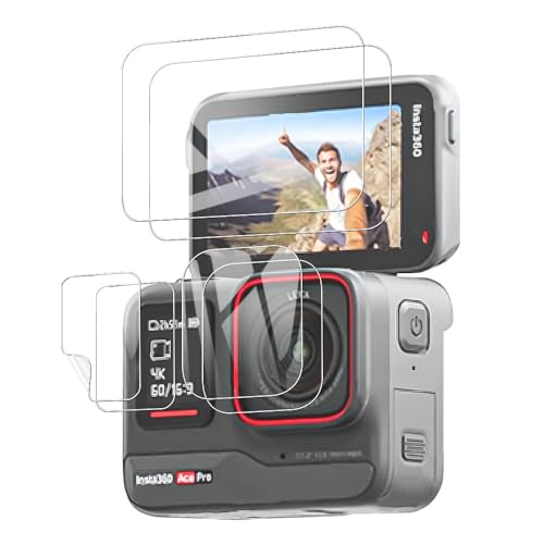 【6枚】for Insta360 Ace Pro カメラフィルム 強化ガラス【JIAYJP】9H高硬度 耐衝撃 防汚 気泡レス リと傷を防ぐ スクリーン 強化ガラス 液晶保護フィル 液晶保護 キズ防止 高透過率 Insta360 Ace Pro 用アクセサ