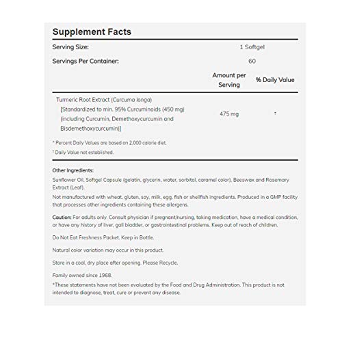 Cúrcuma Longa Curcumin Turmeric 475mg (60SGels) Now Foods