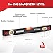 ARROW 16-Inch Level, Magnetic Torpedo Level with 45°/90°/180° Bubbles, Aluminum Alloy Body, Precision-Machined Base, Shockproof Rubber End Caps, V-Groove & Hanging Hole for Construction, Carpentry