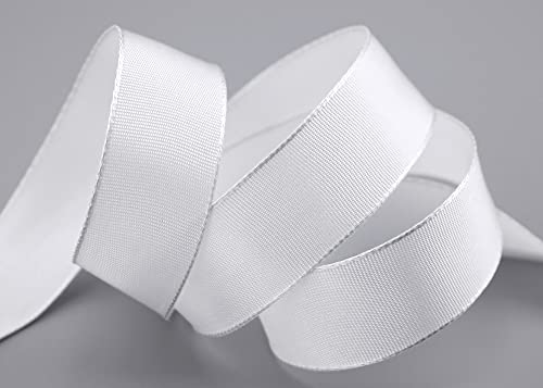 finemark 25 m x 25 mm Wired Edge Ribbon Leo White (601) Decorative Ribbon with Wired Edges Plain Gift Ribbon Fabric Ribbon Ribbon Visco Wire Made from Renewable Raw Materials Biodegradable - Image 3