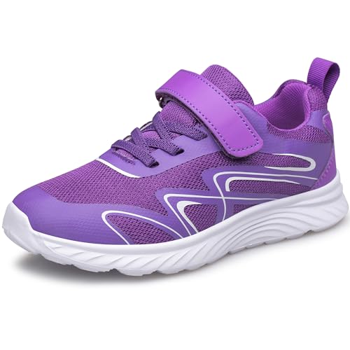 Comfortable Running Tennis Shoes Athletic Breathable Purple Big Kid Size 5