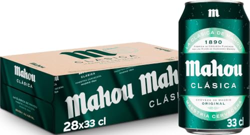 Mahou Clásica, Cerveza Lager Dorada, Pack 28 Latas x 33cl