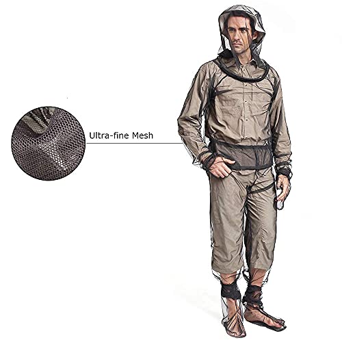 4 Pieces Mosquito Net Suit – Jacket Hood & Pants & Mitts & Socks Sets, Light-Weight & Breathable Mesh Clothing (Small/Medium(1 Pack)) - Thumbnail 4