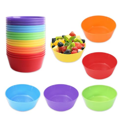 YZROHYI 18 Stück Müslischalen Kunststoff Set 370 ML,Müslischüsseln Plastik Suppenschüssel,Cornflakes Schüssel Chips,Camping Schale Bpa Frei,Bowl Schüssel Ramen,Salatschalen Bunt,Frühstücksschüssel