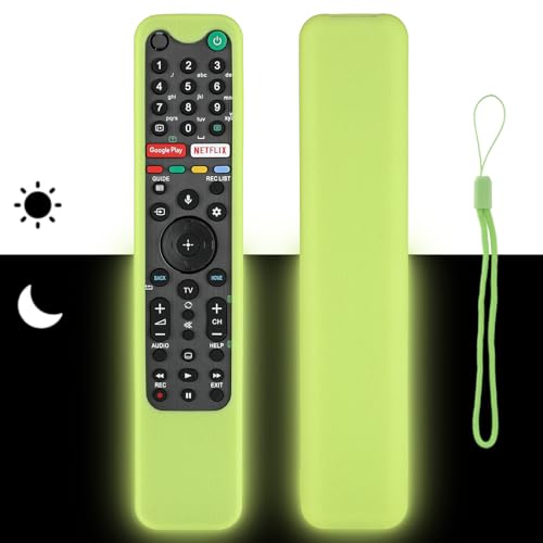 Custodia per Telecomando in Silicone Compatibile Con Sony RMF-TX500E RMF-TX520U RMF-TX600E RMF-TX500U RMF-TX621E TV Telecomando Vocale Copertura Protettiva Antiurto Con e Cordino(Giallo Fluorescente)