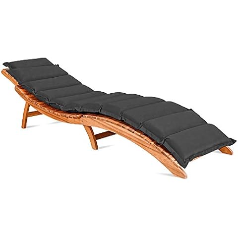 Detex Liegenauflage Wasserabweisend inkl Kopfkissen Auflage Liege Kissen Polster Schwungliege Gartenliege Anthrazit Cover
