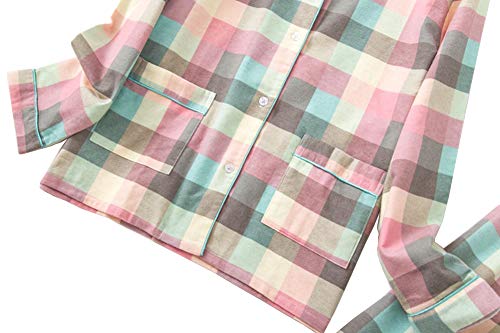 CHUNG Women Flannel Pajamas Set Brushed Cotton Button Tops Pants S-XL Sleepwear Loungewear Cozy Warm Winter4