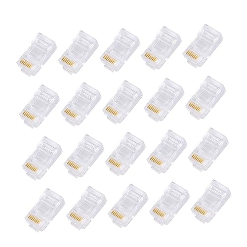 KICHOUSE 1000pcs 8 Network Cable Plug Pass Through Connector 8 Pin Network Plug Network Cable Terminal Cat5 Cable Ends Network Modular Plug Cat6 Crimp Network Cable Modular Plug White
