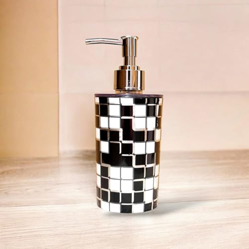 Image of Italian Design Liquid Soap Dispenser| Sanitizer Dispenser | Lotion Dispenser | Shampoo Dispenser | Handwash Bottle | Metallic Grey Finish, 350ml (Mosaic Black)