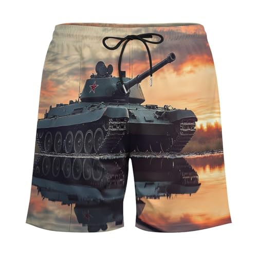 Military Tank Army Mens Swim Trunks with Compression Liner Quick Dry Board Shorts Bathing Suit4