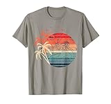 Exotic Flowers Coconut Palm Trees Retro Tropical Summer T-Shirt