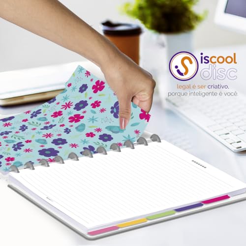 Divisórias Iscool P/Caderno De Disco G Coleções Florescer