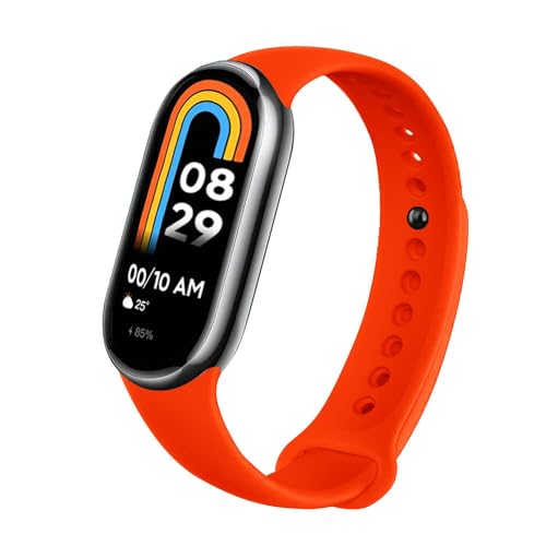 OcioDual Correa de Recambio Compatible con Xiaomi Mi Band 9 y Mi Band 8, de color Rojo, Pulsera de Repuesto de Silicona, Correa Reloj Inteligente, Enganche Métalico, Flexible Sport