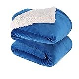 NANPIPER King Size Sherpa Blanket, Soft Fleece Throw for Bed, Reversible Thick Fuzzy Blanket for Winter (Princess Blue, 90x108 inches)