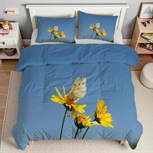 Parure de lit 90x190 papillon microfibre douce 3 pièces