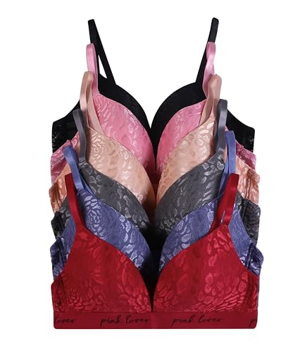 Image of Viola's Secret 6 Pack of Color Print T-Shirt Bras B Cup C Cup and D Cup
