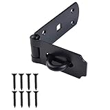 7.5'' Heavy Duty Door Padlock Hasp Latch Lock 0.15” Thickened Stainless Steel with 8 Screws Security Door Clasp Hasp Lock Latch for bran Door Outdoor Shed Window Cabinet Pet Cage, Black