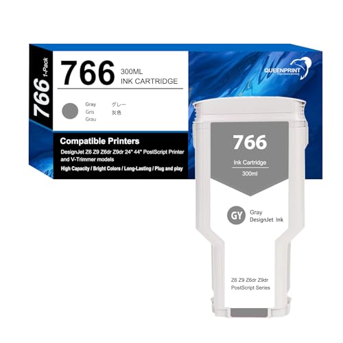 766 Gray Ink Cartridge 300ml High Yield Replacement for HP 766 766XL Ink Use with DesignJet XL 3600 Series Printer for CAD/GIS Prints, P2V93A (GY)