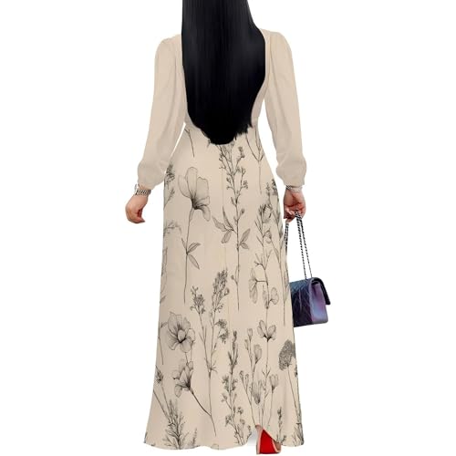 Image of PinkPatty Women's Long Sleeve Maxi Dress Plus Size Trendy Wedding Guest Wrap Dress with Pockets&Belt