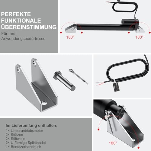 Justech Linear Actuator 300mm Linearantrieb 1000N IP65 Wasserdicht 14mm/s Motor Lineartechnik Aktuatoren Linearmotor Verstellantrieb Toröffner hubzylinder mit CE & RoHS 12V DC Electric Motor DIY