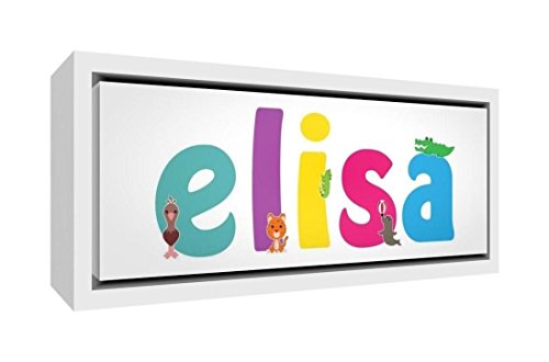 Toile avec cadre en bois massif blanc Little Helper Elisa, une œuvre d'art grand format
