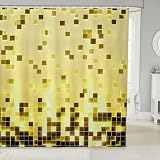 Erosebridal Cream Yellow Gradient Monochrome Block Shower Curtain Set Geometric Bath...