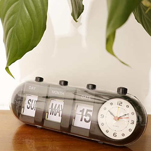 Image of MYADDICTION Plastic Creative Digital Manual Flip Down Clock Desk Stand Page Quartz Clock Black Home & Garden | Home D?cor | Clocks | Alarm Clocks, 26.5 x 9 Cm