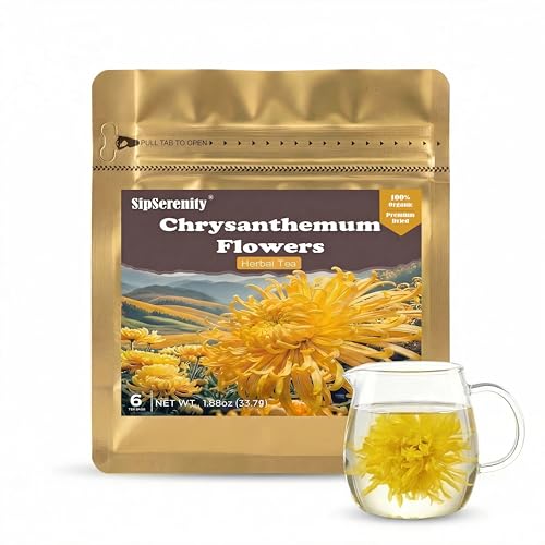 Whole Dried Premium Chrysanthemum Flowers, Sulfur-free,caffeine-free Herbal Tea, Natural Blooming Floral Tea For Cup Or Teapot,1.18oz (6 Pcs)