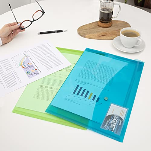 Rapesco 0700 Sammelmappe mit Druckknopf, A4+, Sortierte Transparente Farben, 5 Stück