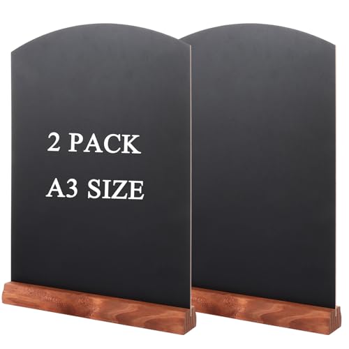 AHAQU 2PCS A3 Chalkboard, 42x30cm/16.5x11.8 inches Tabletop Blackboard with Stand, Menu Chalk Board Sign for Wedding, Bar, Restaurant, Party