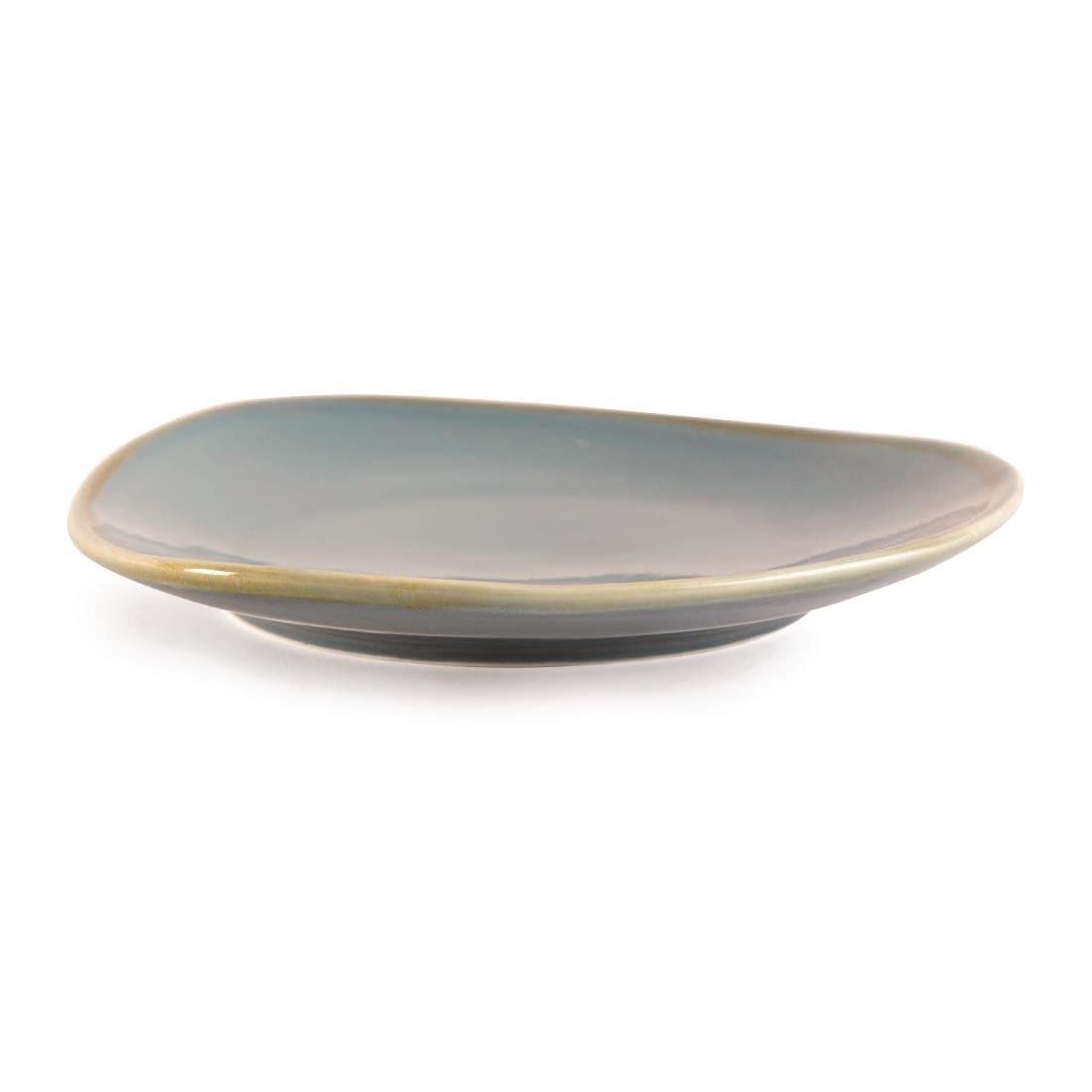 Olympia Kiln Geschirr Dreieckige Beilagenteller 230mm / 9 inch (6er Pack), Ozeanfarbenes Porzellan, handbemalt, stoßfest und spülmaschinenfest, für Restaurant, Café und Haushalt, GP342