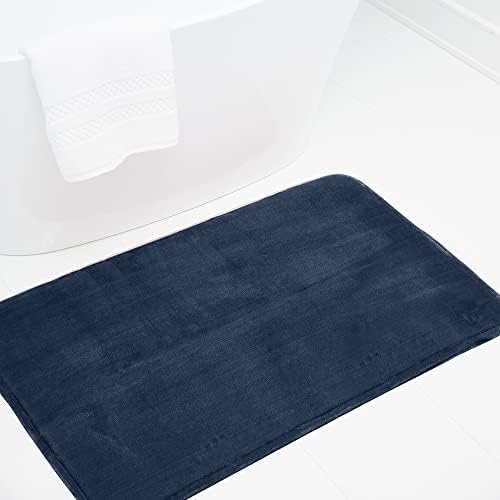 lalaLOOM Thick Memory Foam Bath Rugs, Soft Velvet is Absorbent, Bathroom Mats, Durable Dots on Underside, Machine Washable Bathmat, Carpet Rug, Plush Room Décor for Shower Floor, 24x17, Dark Blue