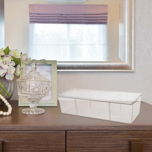 Grosse capacité à 3 compartiments pour cette boîte de rangement plastique transparente - 7