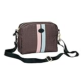Kleine Schultertasche aus robustem Polyestergewebe mit Reißverschluss oben und einem verstellbaren SchulterriemenInnenfach mit Reisverschluss.
