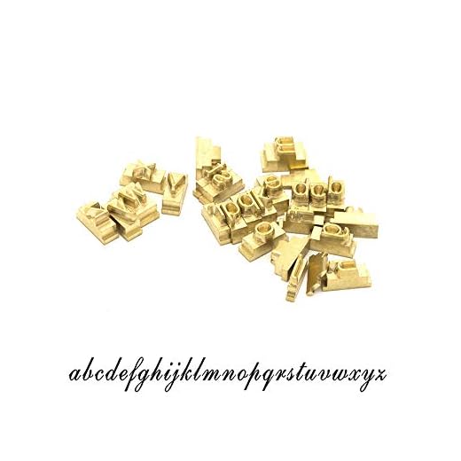 Multi-Function Digital Foil Hot Stamping Logo Embossing Brass Alphabets Label Bronzing Machine Brass Leather Wood Stamp Embosser Tool Set (Low case Letters (a~z), English 111 Vivace BT)