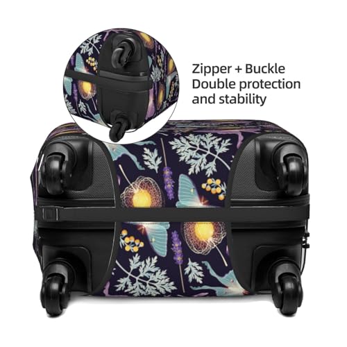 Lavender Flowers Butterfly Luggage Cover Protector Anti-Scratch Washable Fits 18-32 Inch Luggage-Medium4