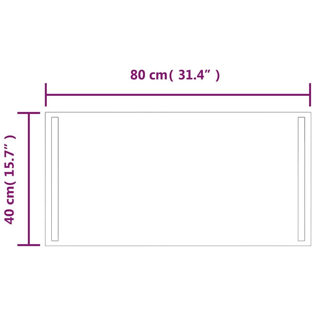 LED Badspiegel 80x40 cm Glas mit Beleuchtung IP65, USB Anschluss für Badezimmer, Kosmetikspiegel mit Aufhängung, für Flur Bad Rasur und Schminktisch