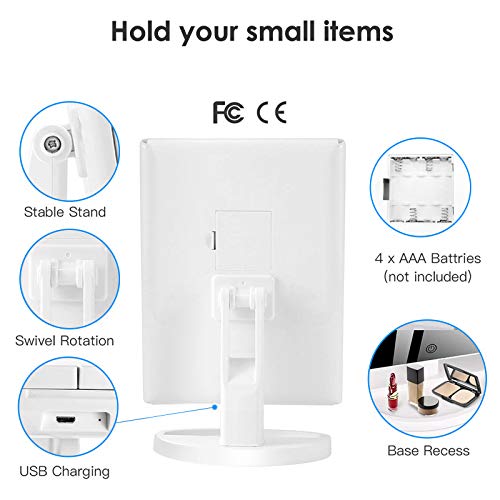 Weily Makeup Vanity Mirror With Led Lighting And Touch Screen, Tri-Fold 1X 2X 3X Magnification,180° Adjustable Rotation,Battery And Usb Powered,Countertop Cosmetic Mirror (White) #TOP5