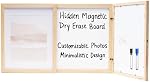Dry Erase Board with Photo Frame Cover - Magnetic Whiteboard for Wall Hidden Behind Picture, Vision Board 15x24 for Home Office, Kitchen Family Planner with Markers Included