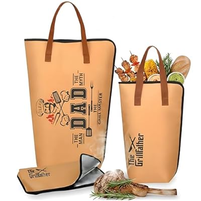 Shinylin 2 Pack Gifts for Dad BBQ Blanket for Resting Meat 21&15 Inch Smoker Meat Resting Blanket Reusable Insulated Waterproof Grill Accessories Bag with Wide Mouth, Gift for Men Him Dad