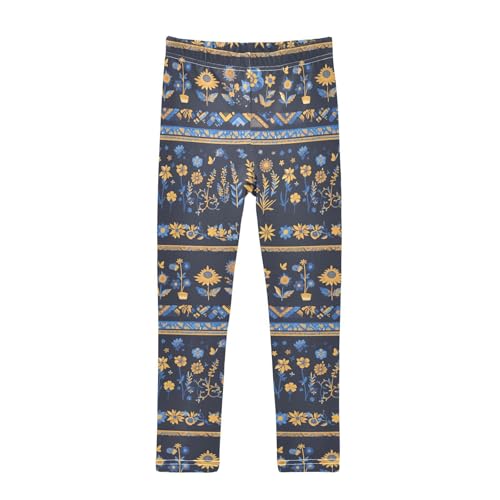 KLL Illustration Ukrainian Folk Pattern Toddler Baby Girl Cotton Pants Stretch High Waisted Yoga Pants Exercise