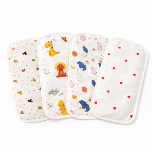 Image of Premium 100% 6 Ply Pure Cotton Baby Muslin Burp Towel (Pack of 4), Burp Cloth, Washcloth, Lightweight, Breathable, Natural Dyes, Unisex, White