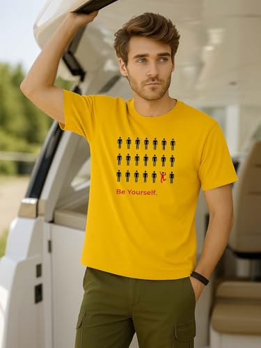 Image of Nobero 100% Cotton T Shirts for Men Stylish | Regular Fit | Graphic Printed T Shirts for Men 180 GSM Combed Cotton | Round Neck Half Sleeve