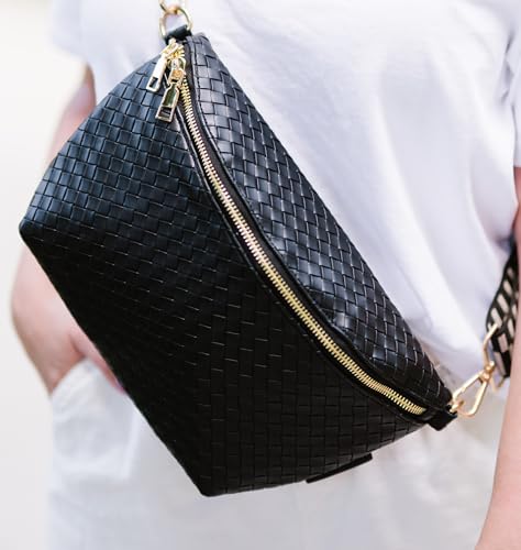 Modern+Chic Rory Oversized Crisscross Belt Bag for Women, Vegan Leather Crossbody Bag with Strap and Multiple Pockets2