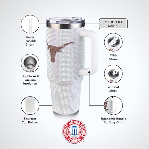 Image of The Memory Company Officially Licensed 40oz White Bling Game Day Tumbler, University of Texas